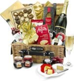 Premium Champagne Gift Set - Eton Hamper with Paul Langier, Cheddar Truckles, Organic Brie, Puff Pastry Twists, Swiss Chocolates - Birthday Champagne Gifts for Her.