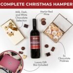 Red Wine & Chocolate Hamper - Merlot Wine, Chocolates, Pralines – Christmas Hampers for Couples, Red Wine Gift Set, Birthday Gift for Women or Men, Hampers & Gourmet Gifts - Image 3